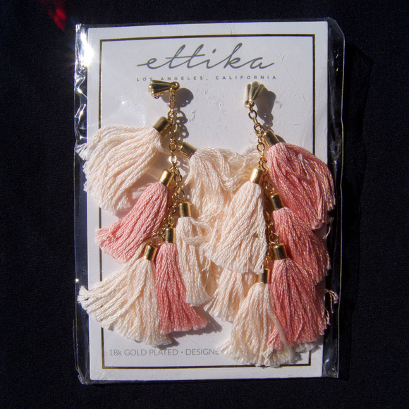 New Ettika LA 18Kt GP Tassel Earrings - Boho Chic - Picture 5 of 7